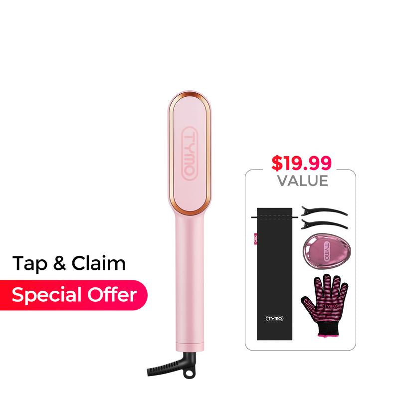 TYMO RING - Hair Straightener Comb, Styling Tool for Frizz-Free Hair, Straightening Brush with Ceramic Coating, Fast Heat-Up, Springtok, Comfort