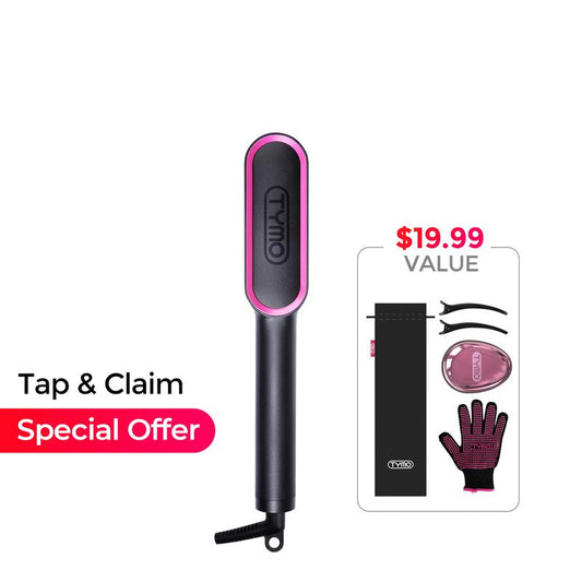 TYMO RING - Hair Straightener Comb, Styling Tool for Frizz-Free Hair, Straightening Brush with Ceramic Coating, Fast Heat-Up, Springtok, Comfort